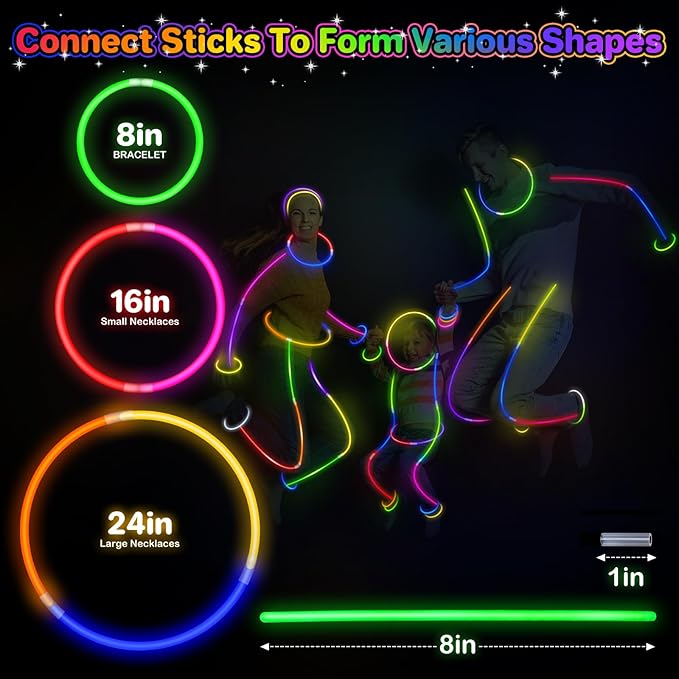 SpringFlower 360 PCS Glow Sticks Bulk Party Favors, 8" Glow in the Dark Party Supplies, Light Sticks for Party Favors Glow Necklaces and Bracelets for Kids or Adults