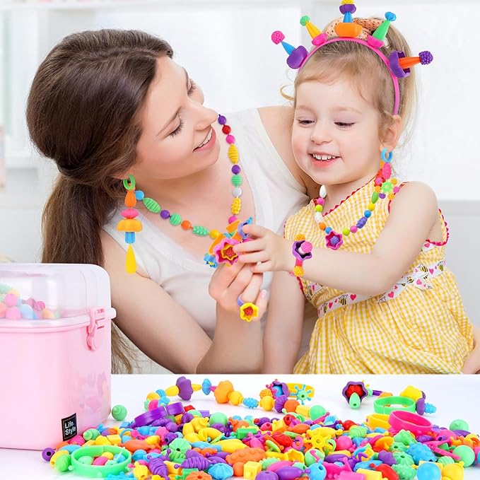 NIDOOT Pop Beads, Girls Jewelry Making Kit, Bracelet Making Kit for Girls, 550Pc+ Snap Beads for Kids, Girl Toys Age 4-5, 5 6 Year Old Girl Gift, Crafts for Kids Ages 3-12