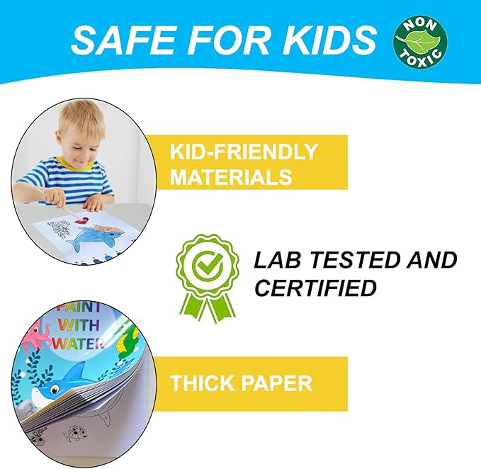 Paint with Water for Toddlers Ages 1-3 3-5 - Water Coloring Books for Kids - Toddler Arts and Crafts for Boys - Girl Project for 2 4 3 Year Old - Watercolor Painting Book - Kid Art Supplies Craft Kit