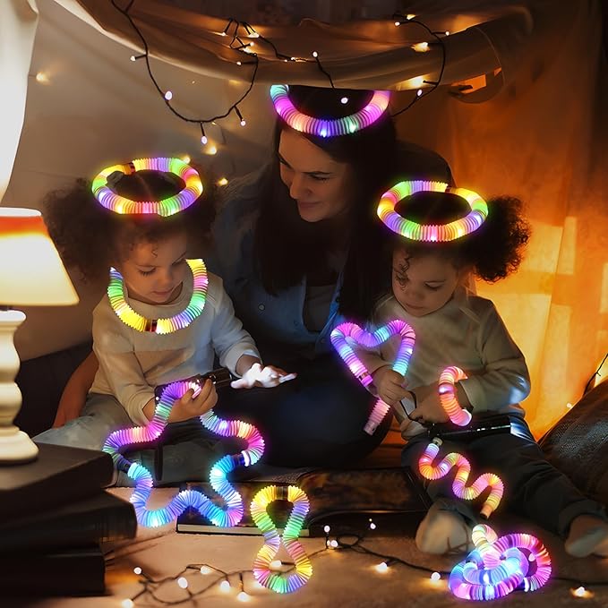 24 Pcs Light up Party Favors for Kids 4-8-12,Glow Sticks Bulk Bracelet Necklace Accessories for Kids,Neon Birthdayifts,Christmas Go Return Godie Bag Stocking Stuffer Fillers for Boys Girls