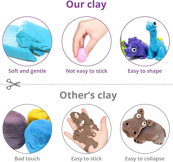 Air Dry Clay, 24 Colors Modeling Clay Kit with 3 Sculpting Tools, Magic Foam Clay for Kids and Adults, DIY Molding Clay Gift for Boys and Girls