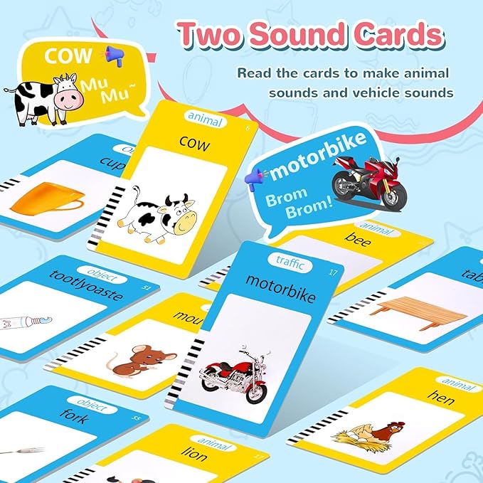 Talking Flash Cards for Toddler 1-6 Year Olds, Learning Montessori Toys with 510 Sight Words, Pocket Speech for Toddlers Therapy Toys, Children's Sensory Preschool Learning Educational Birthday Gifts