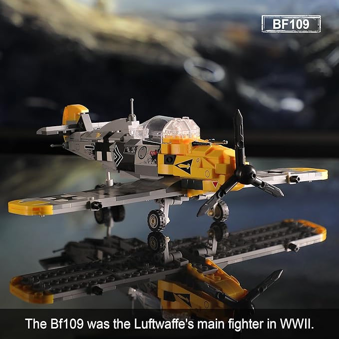 WW2 Military Toys Building Sets Compatible with Lego, Create a BF109 Plane Fighter Jet & a Karl Giant Mortar Tank, Great WWII Army Airplane Toy for Boys and Kids Age 8-12