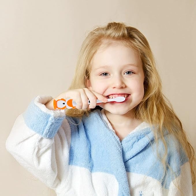 Newday Kids toothbrushes 6 Pack Set Soft Bristles with Suction Cup, Includes Travel Covers, Bear Panda toothbrushes for Kids Boys & Girls, Toddlers &Children Teeth Age 3+