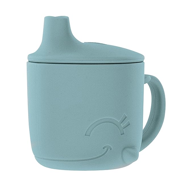 Nuby Animal Friends Silicone Sippy Cup - Toddler Cup with One-Handle - 6+ months - Blue Whale