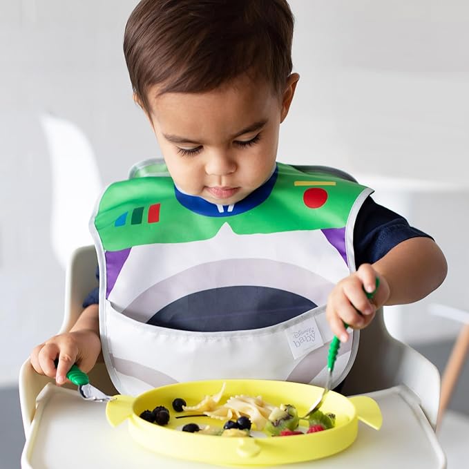 Bumkins Toddler Utensils, Kids Size Fork and Spoon Set, Silicone and Stainless-Steel Training Silverware, Fork / Spork for Self-Feeding, Children Hold Learning to Eat, 18 Months Up, Jade Green