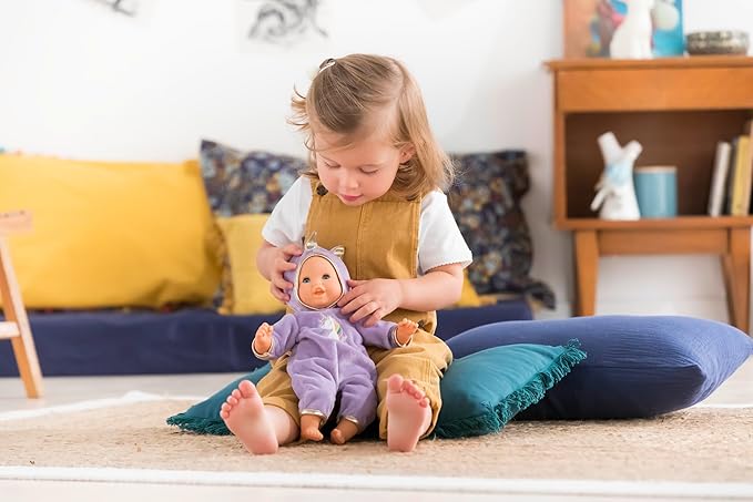 Corolle Bébé Calin Unicorn Boy Baby Doll - 12" Soft Body Doll with Purple Hooded Outfit, Sleeping Eyes Open and Close, Vanilla-Scented, for Ages 18 Months and up