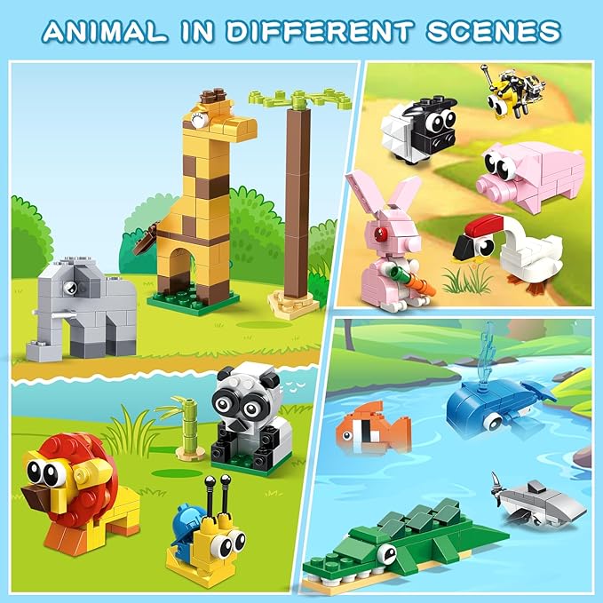 HOGOKIDS Party Favors for Kids - 20 Pack Animals Building Blocks Toy for Easter Gifts Goodie Bags Stocking Stuffer Classroom Prizes Building Set, Valentines Day Birthday Gift for Boys Girls Ages 6-12+