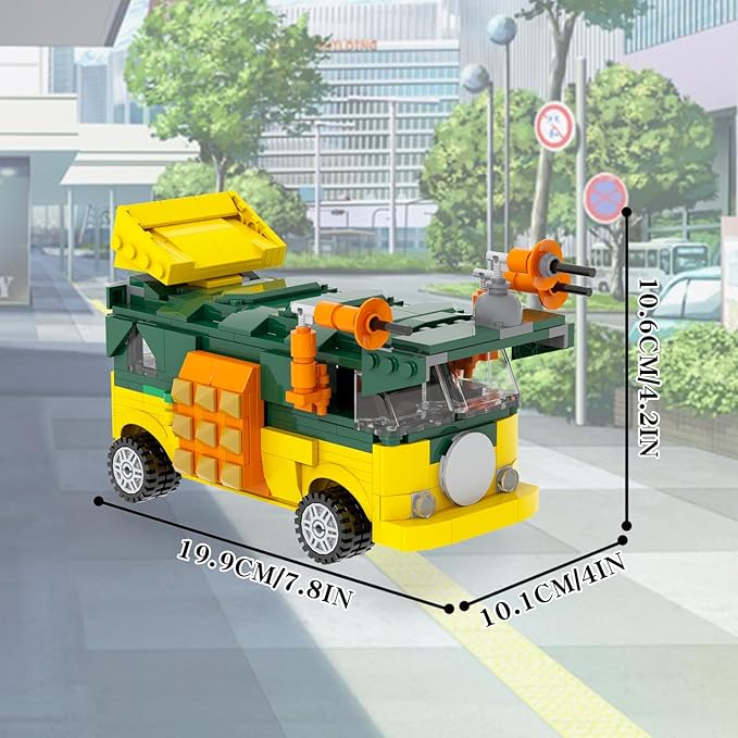 MOOXI-MOC Anime Ninja Turtle Pizza Car Building Set,Creative Cute Building Blocks Children Kits,Gifts for Kids(454pcs)