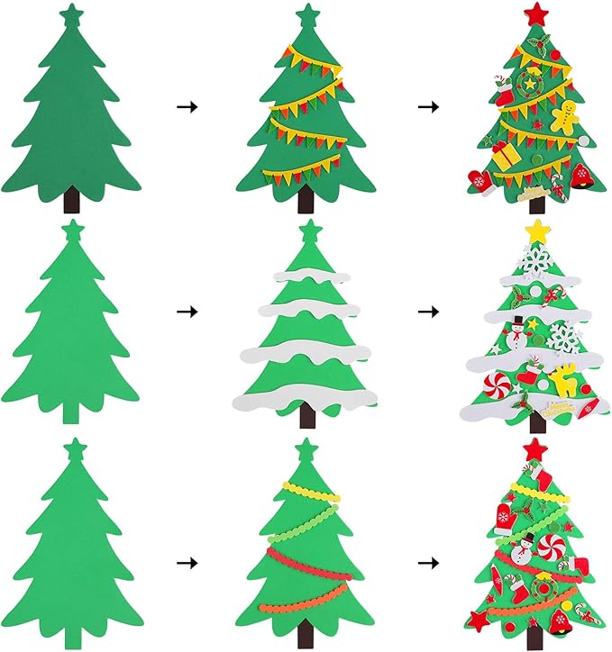 Elcoho 30 Kits Creative DIY Foam Christmas Tree for Making Funny Tree Assortment Christmas Foam Stickers for Holidays Party Activities