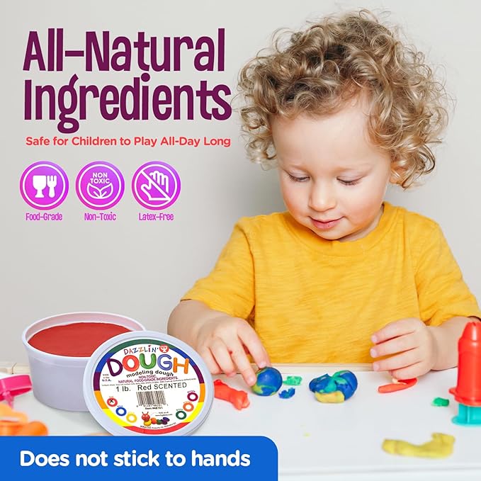 Hygloss Play Modeling Dough - Red Dough Scented - Safe & Non-Toxic for Kids Arts & Crafts - Party Favors - Classroom Supplies - 1lb