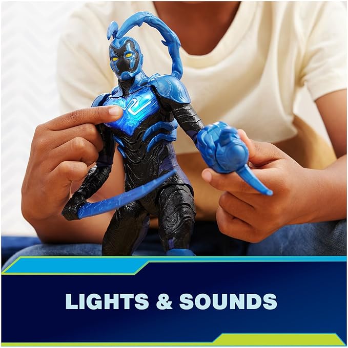 DC Comics, Battle-Mode Blue Beetle Action Figure, 12-inch, Lights & Sounds, Easy to Pose, Movie Superhero Kids Toys for Boys & Girls, Ages 4+ (Pack of 4)