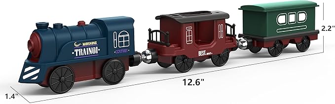 Battery Operated Train for Wooden Track, 3Pcs Motorized Train Toy for 3 4 5+Years Old Boy Girl Toddlers, Electric Trains Compatible with Thomas & Friends, Brio and Chuggington