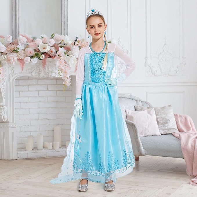 Princess Dresses for Girls - Graceful Sequin Princess Costume with Accessories - Dress Up Clothes for Halloween