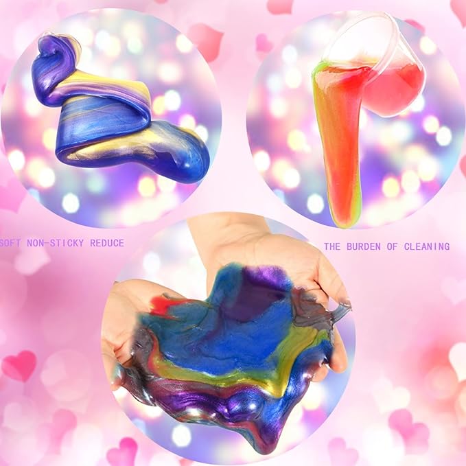 Kids Party Favors Slime Putty, 16 Pack Galaxy Slime Bulk, Slime Kit for Girls & Boys 10-12, Valentine's Day Gifts, Birthday Gifts, Easter Basket Stuffers for Kids