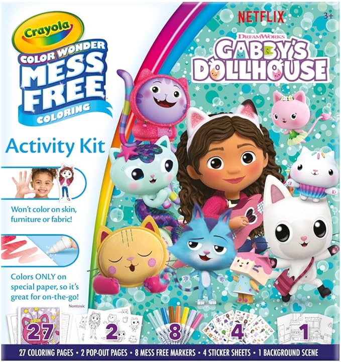Crayola Color Wonder Gabby's Dollhouse Activity Kit, Mess Free Coloring Set for Toddlers, Kids Toys, Gifts for Girls & Boys, 3+