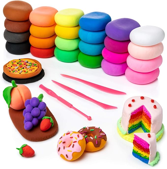 Artsity Air Dry Clay, 24 Colors Modeling Set with 3 Sculpting Tools, Magic Foam Clay for Kids and Adults, Gift for Boys and Girls
