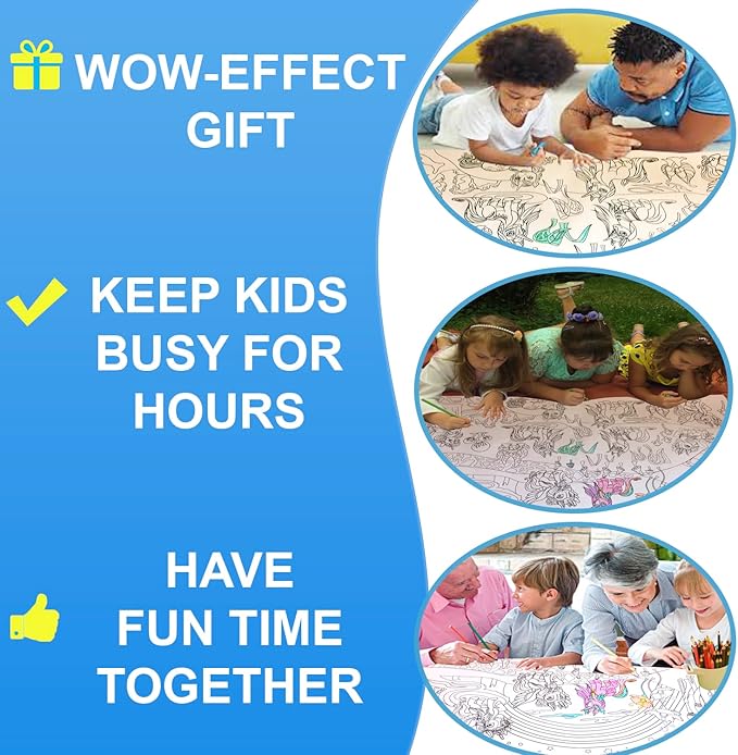 ALEX Art, Large Coloring Poster - Arts and Crafts Unicorn - Jumbo Table Coloring Sheet - Giant Coloring Posters for Kids - Creative Fun Birthday Gifts for Girls - Extra Huge Big Page Wall Size