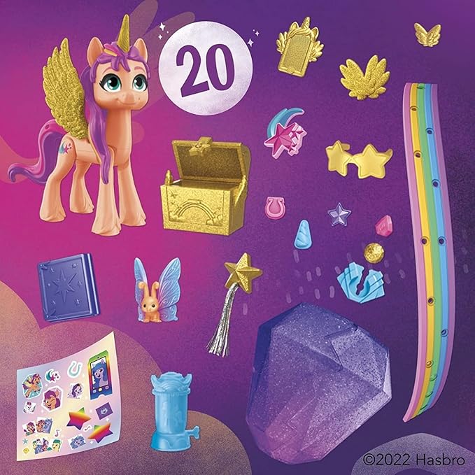 My Little Pony: A New Generation Movie Crystal Adventure Alicorn Sunny Starscout - 3-Inch Alicorn-Style Toy, Surprise Accessories, Bracelet