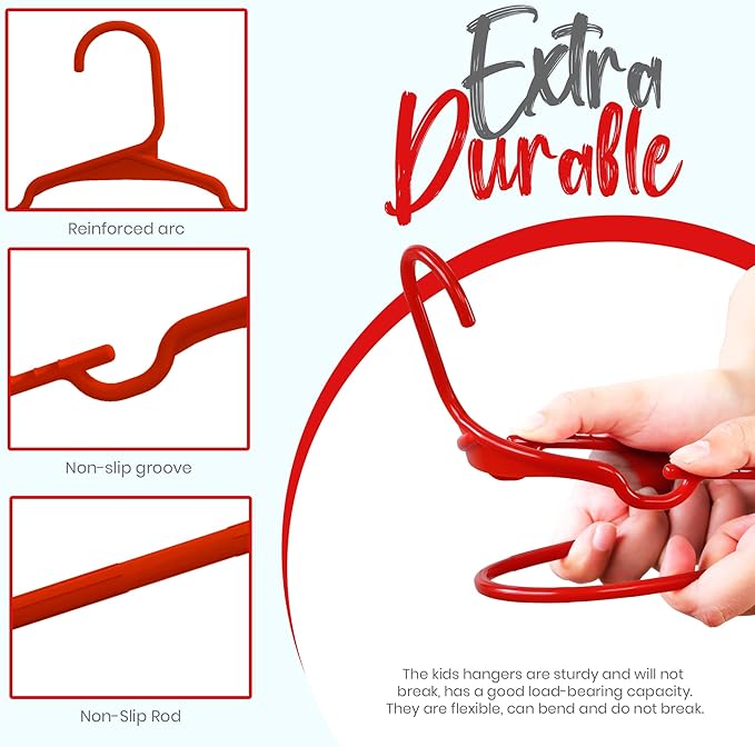 Utopia Home 40 Pack Kids Hangers - 11.5 Inch Plastic Baby Hangers for Closet - Childrens Hanger for Clothes & Infant Hanger for Closet - Ideal for Everyday Standard Use (Red)