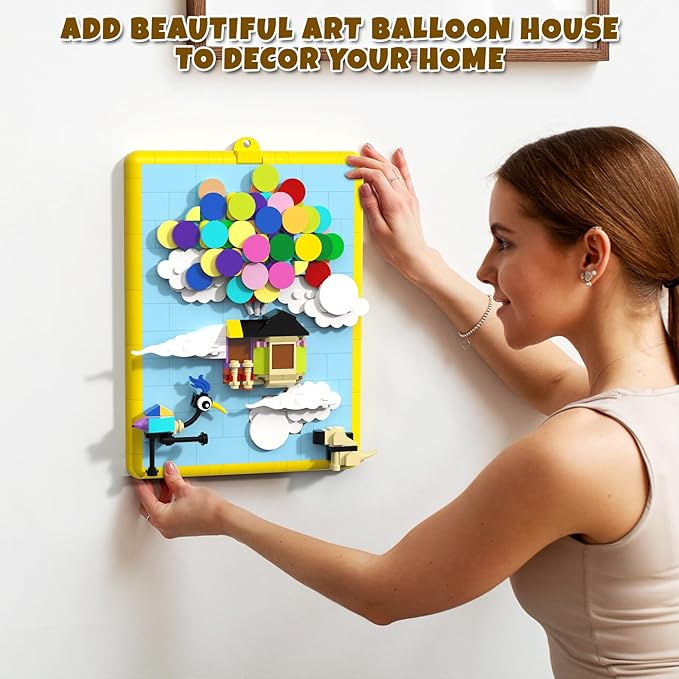 Kevin Bird Up Balloon House Building Toy Set, Compatible with Lego Up House Modern Art Flying House Building Kit, Build & Display Home Decor Wall Art, Birthday Gift Idea for Kids, Adults. 279 Pcs