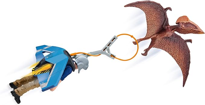 Schleich Dinosaurs, Dinosaur Gifts for Boys and Girls, Jetpack Chase Playset with Tupuxuara Toy, 7 pieces, Ages 4+