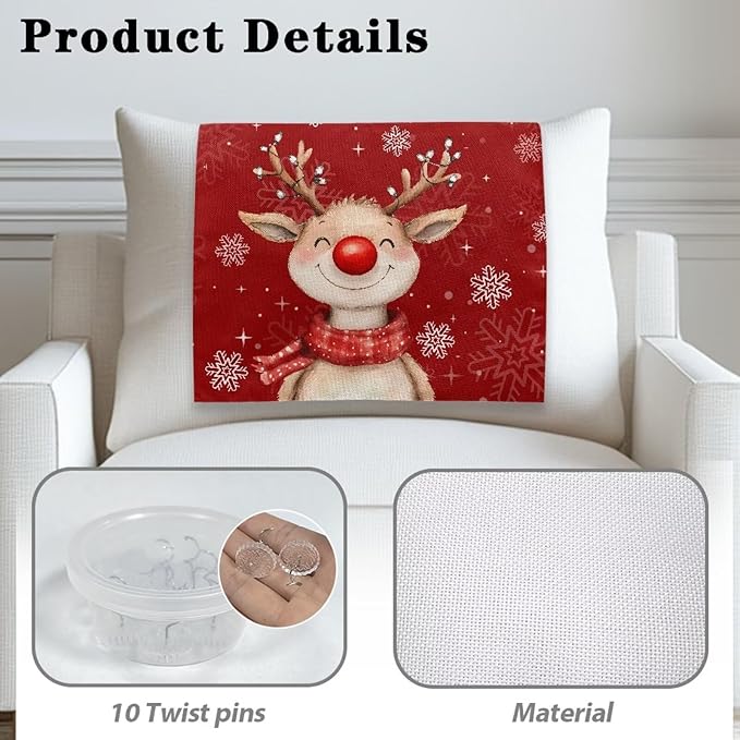 Christmas Decor Reindeer Recliner Headrest Protector Soft Couch Headrest Covers Wrinkle Resistant Recliner Backrest Cover Furniture Protector for Home Couch Loveseats Decoration 3pcs