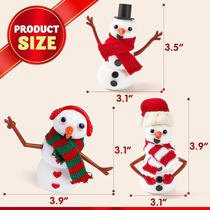 JOYIN Christmas Build Your Snowman Craft Kit, 6 Pack DIY Snowman Christmas Craft Kit for Christmas Party Favor, School Arts and Craft Activities, Xmas Gift Stocking Stuffers for Kids, Holiday Presents