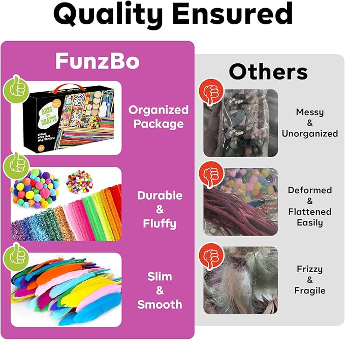 FUNZBO Arts and Crafts Supplies for Kids - 4000+pcs Arts and Crafts Materials for Kids Age 4 5 6 7 8-12 Gifts for Girls and Boys Crafts for Girls Ages 8-12 Arts Activities