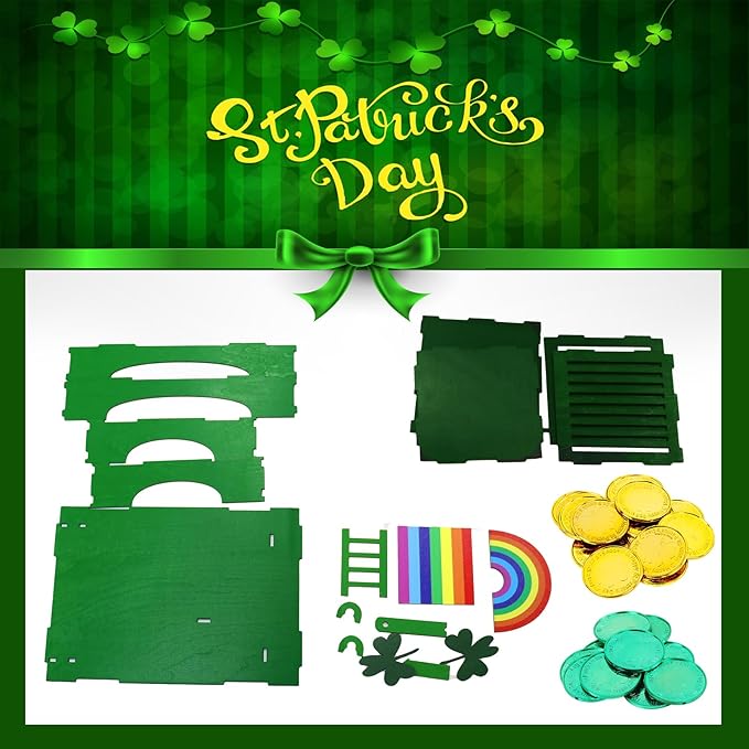 Roacasumy St Patrick's Day Leprechaun Trap Kit for Kids DIY St. Patrick's Day Wood Craft Leprechaun Kit to Make A Trap to Catch A Leprechaun, St Patricks Day Decorations Toys Gifts for Kids