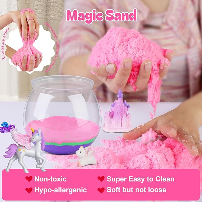 Uni-Corn Terrarium Kit Toys for Girls - Birthday Christmas Gift for Girls Ages 4 5 6 7 8-12 Year Old - Light Up DIY Uni-Corn Arts and Crafts for Kids