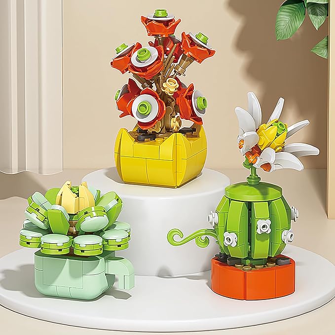 Valentines Day Gifts for Kids 6-12, 24 Pack Succulents Plants Building Blocks with Gift Cards for School Classroom, Bulk Boy Girl Class Valentine Party Favors Exchange Gift Goodie Bag Stuffers