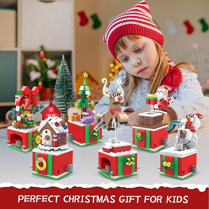 Christmas Building Blocks Sets Rotating Christmas Santa Building Sets for Kids 2024 Christmas Kits Small Xmas Building Brick Toys Gifts for Adults Teens Kids Girls Boys Ages 6+(139PCS Small Size)