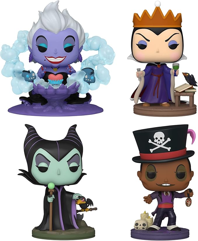Funko POP! Disney: Villains Collectors Set - 4 Figure Set: Ursula on Throne (Deluxe), Doctor Facilier, Maleficent, & Evil Queen Grimhilde