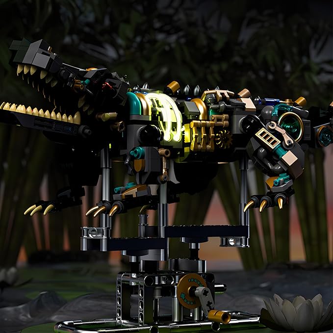 Mechanical Crocodile Building Set 996 Pieces Movable Animal with Display Stand Amphibians Building Block Toy Home Decor Gifts for Boys Teens Kids Adults Ages 6+