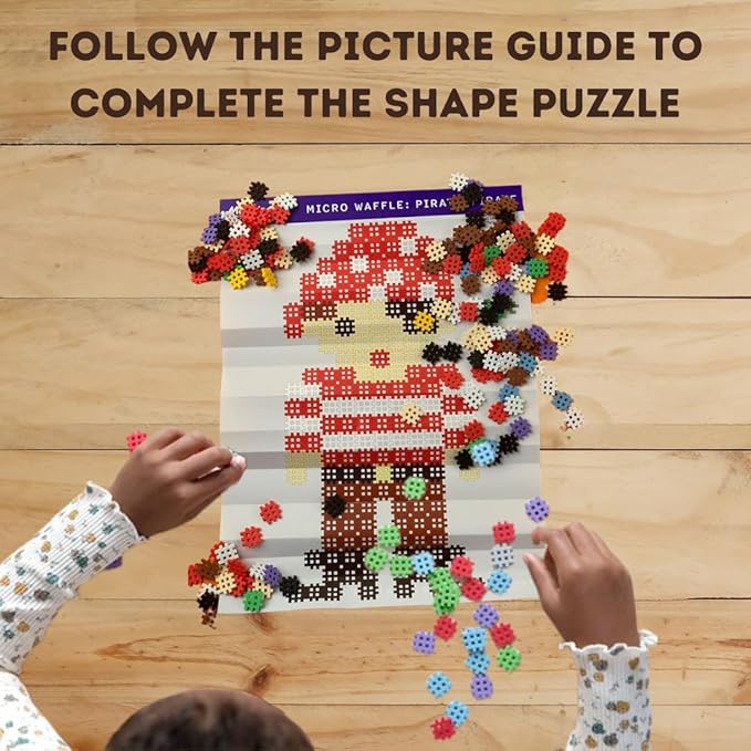 Marioinex Build A Pirate with Our 230 Pc. “Blueprint” Puzzle -Micro Waffle Block Playset Interlocking Mini Pcs Improves Fine Motor Skills- STEM STEAM Building Montessori Toys for Boys and Girls 5+