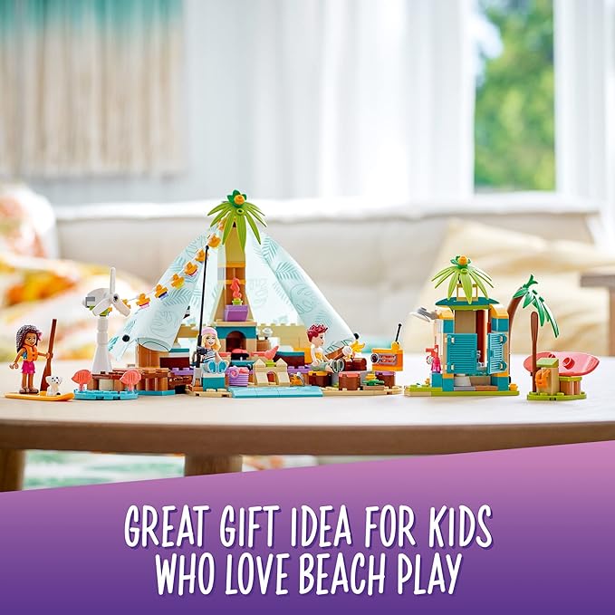 LEGO Friends Beach Glamping 41700 Building Kit; Creative Gift for Kids Aged 6 and up Who Love Nature Toys and Popular Glamping Trips (380 Pieces)