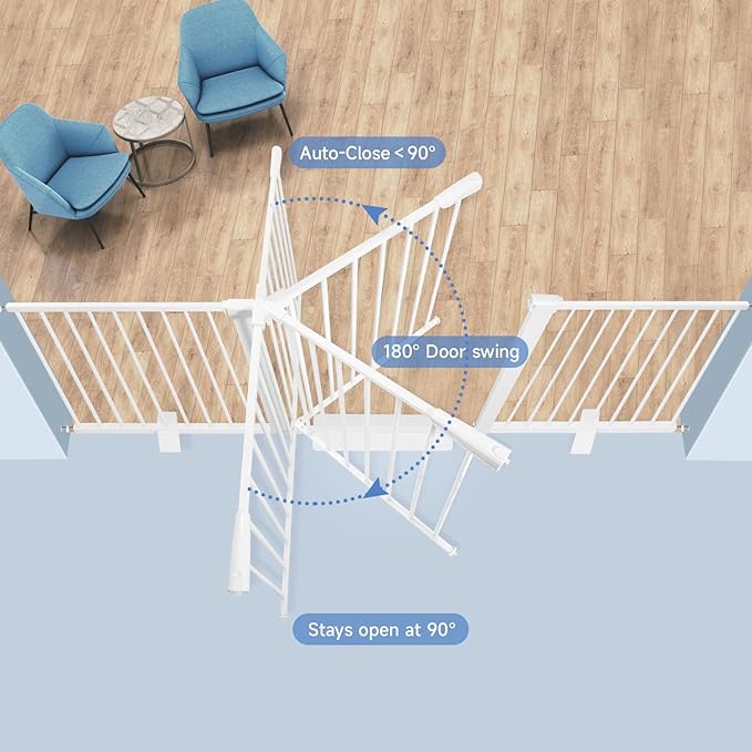 Baby Gate for Stairs, Auto Close Safety Baby Gates, Extra Tall and Wide Child Gate, Durability Dog Gates for The House, Doorways. Pressure Baby Gate for Dogs Indoor.