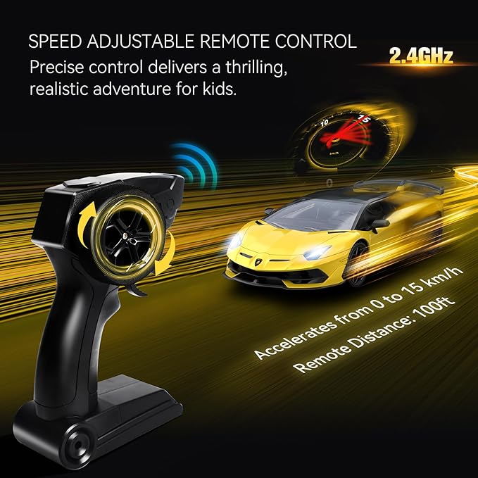 Lamborghini Remote Control Car, Officially Licensed 1:14 Lambo RC Car for Boys Girls Birthday Gift, Yellow Toys for 3 4 5 Years Old（Yellow）