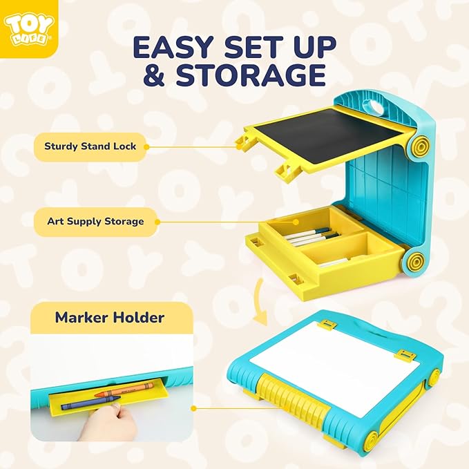 STEAM Life Tabletop Easel for Kids Art Easel for Kids 3 4 5 Toddler Art Easel Board for Kids Chalkboard White Board for Kids Easel Set Dry Erase Board Portable Desktop Easel Painting Easel for Kids