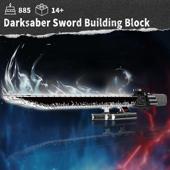 Mould King Darksaber Lightsaber Building Blocks Toy, 885+ Pcs LED Darks Sword Dueling Lightsaber Toys with Stand, 45.67in Light Saber Creative Swords Building Kit for Kids Boys Adults 8+ Cosplay Gifts