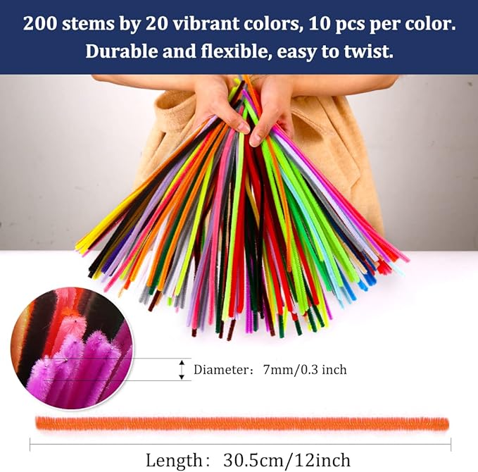 Pipe Cleaners, Pipe Cleaners Craft, Arts and Crafts, Crafts, Craft Supplies, Art Supplies (Dark Green)…