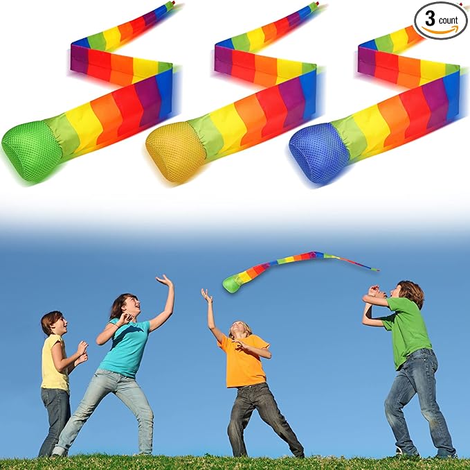 Chalyna Throw and Catch Ball, Rainbow Tail Foam Ball Sports Comet Balls Soft Colorful Play Playground Toys Bulk for Indoor Outdoor Kids Adults School Training Gift, 23.62 Inch Long
