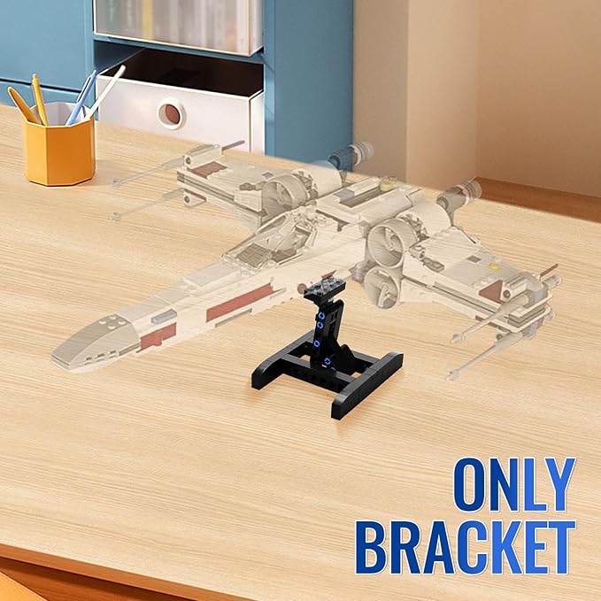 Display Stand for Lego X-Wing Fighter 75301 Building Kit, Stand for Lego TIE Bomber 75347, Stand for Lego Mando N-1 Fighter 75325, Adjustable Angle Bracket Toy for Kids Aged 6+, 2 Pack