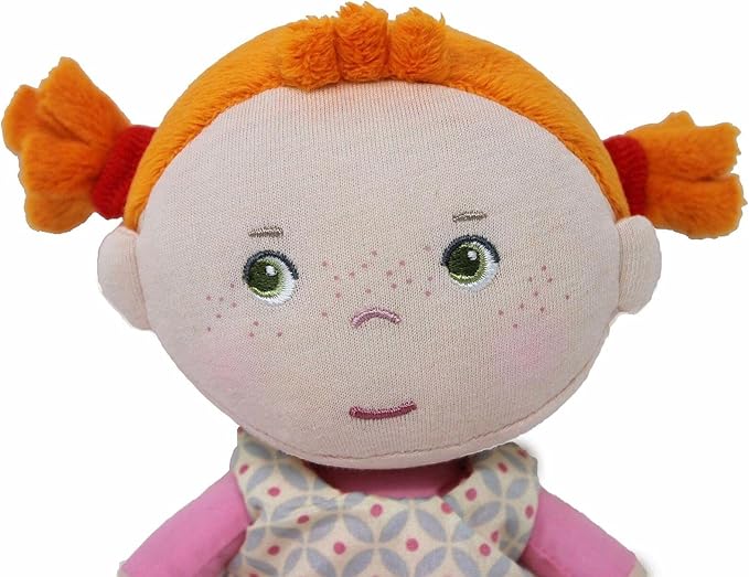 HABA Soft Baby Doll Roya - 10" Rag Doll with Red Pigtails, Pink Dress - Machine Washable Doll - Ideal Soft Doll for 2 Year Old Girls