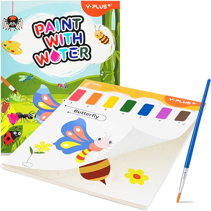 YPLUS Paint with Water Books for Toddlers, Art Craft Toys Watercolor Painting Paper for Kids Gift for Drawing with Brush - Insect