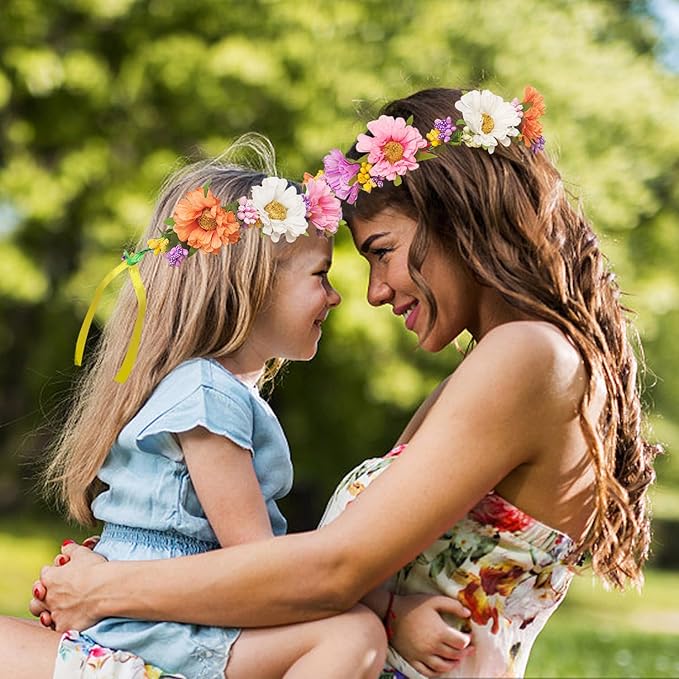 WUBOMJIO Make Your Own Flower Crown Crafting Kit(Daisy Theme)| 120+Piece Set for Endless Creativity | Gift for Creative Girls Age 6-10+