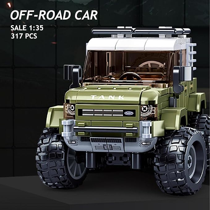 Jeep Off-Road Car Building Blocks, City Truck Model Speed Car Kit 317 Pieces 1:35, STEM Gift Toys for Kids Boys 8+