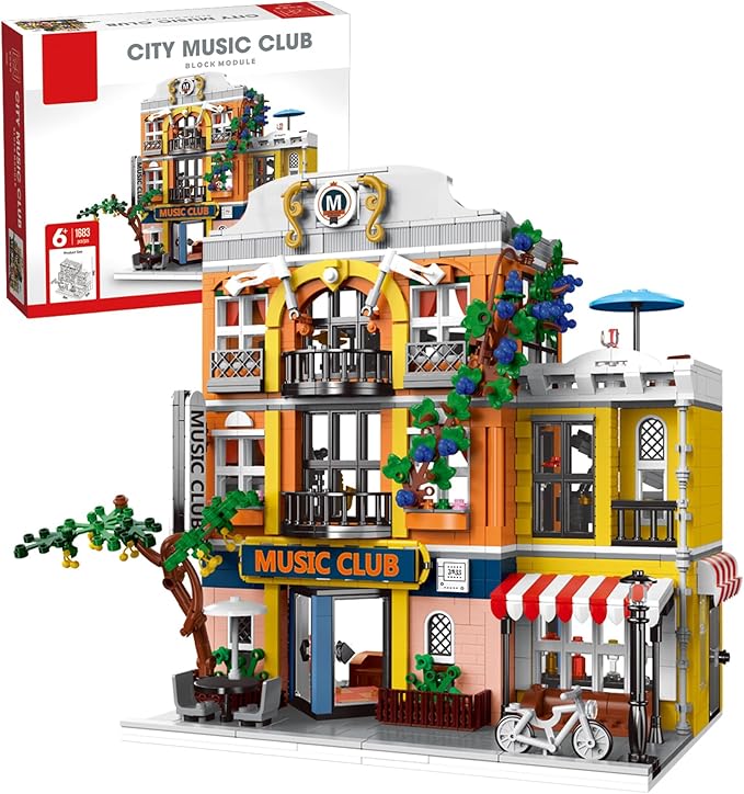 ENJBRICK Flowers City Jazz Club Building Sets for Adutls, Architecture House Building Kit for Boys and Girls 8-14 Years 1683 PCS