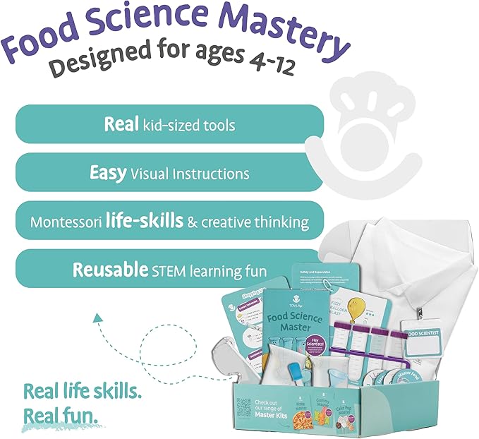Tovla Jr. Edible Science Experiment Kits for Young Kids 4+ – STEM Educational Activity with Hands-On Food and Kitchen Experiments Using Real Tools